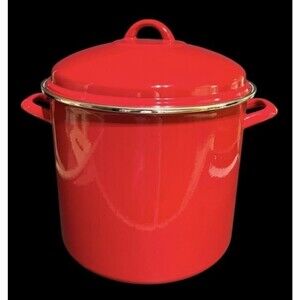 Tools of the Trade Enamel RED & WHITE 16 Qt. Covered Stockpot Home Kitchen NWOB
